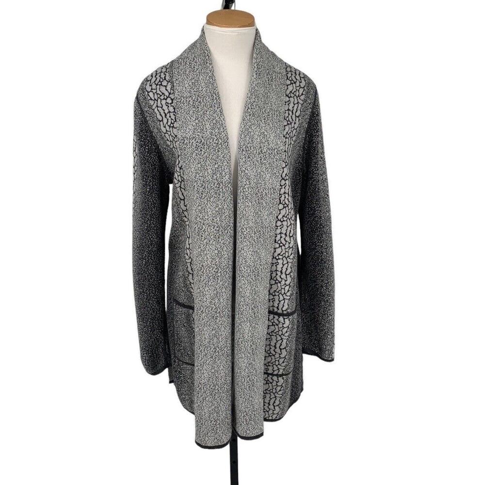 OST Cotton Cashmere Open Cardigan Large Gray Ivory Lagenlook Cozycore Lounge
